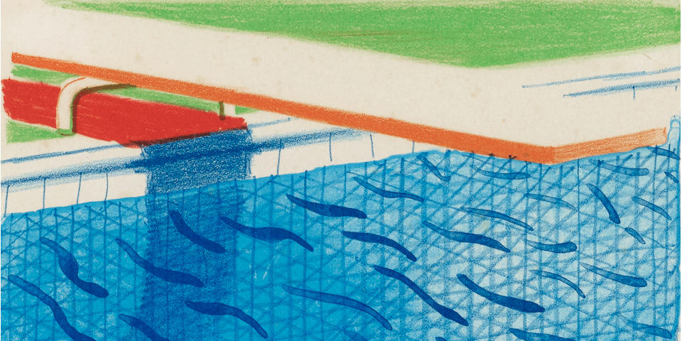 David Hockney (born 1937); Pool made with Paper and Blue Ink for Book;