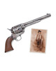 Thumbnail of THE GUN THAT KILLED BILLY THE KID PAT GARRETT'S COLT SINGLE ACTION ARMY REVOLVER USED TO KILL BILLY THE KID. Serial number 55093 for 1880, .44-40 caliber 7 1/2 inch barrel, one line Hartford address crescent ejector rod head. image 2