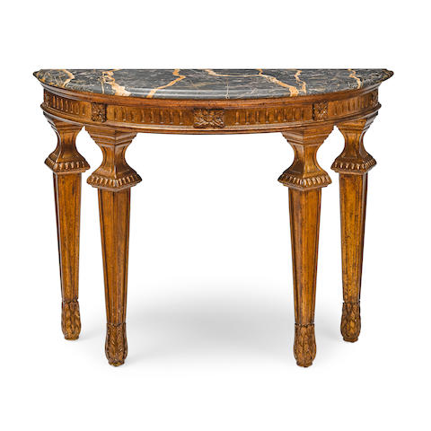 A CONTINENTAL NEOCLASSICAL STYLE GILTWOOD CONSOLE