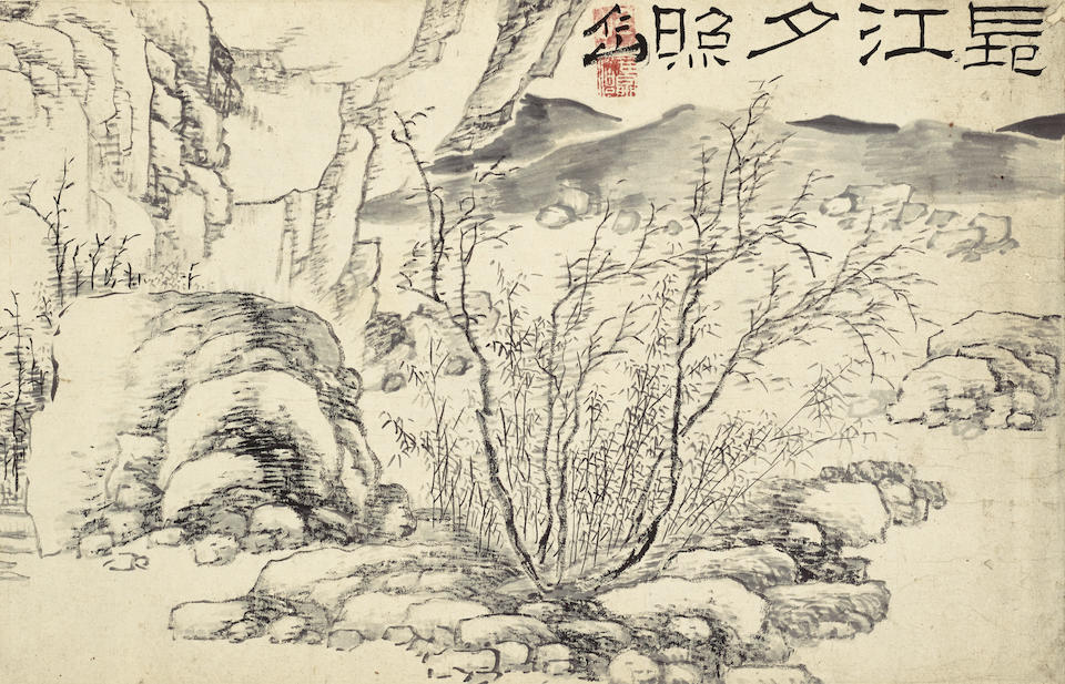 Su Renshan (1814-1849)  Sunset at Changjiang with a Hundred Poems, 1845