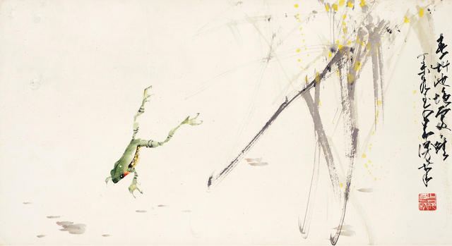 Zhao Shao'ang (1905-1998) Frog and Reeds, 1967