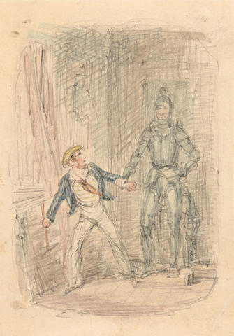CRUIKSHANK, ISAAC. 1764-1811; AND GEORGE CRUIKSHANK. 1792-1878. A group of 23 sketches by two generations of the Cruikshank family,