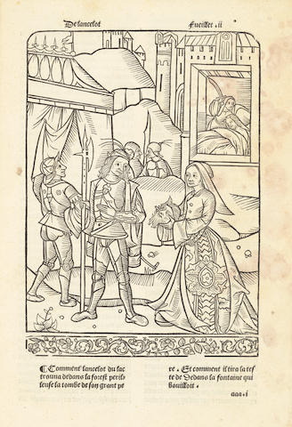 LANCELOT DU LAC. Le premier [second/tiers] volume de Lancelot du Lac....  Paris: Antoine Verard, "1 July 1494" [but 1502-1504].
