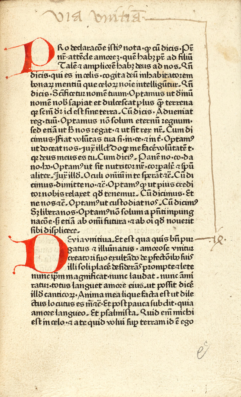 EARLY PRINTING IN COLOGNE. Alphabetum divini amoris. [Cologne: Ulrich Zel, ca 1466/67.]