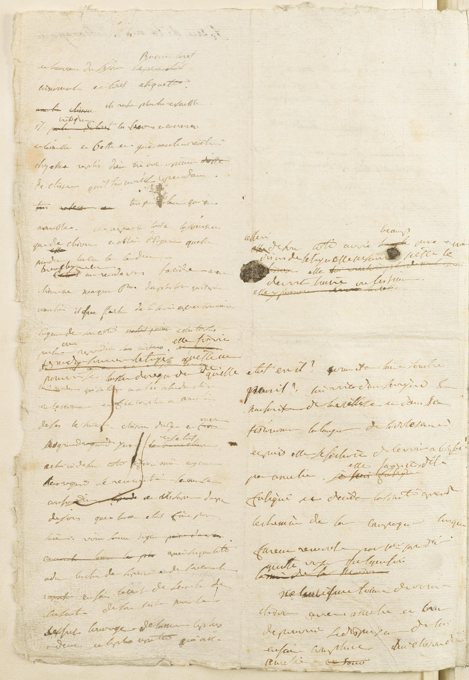 A FRAGMENT OF NAPOLEON'S FICTION NAPOLEON BONAPARTE. Autograph working manuscript, an extract from the romantic novella Clisson et Eugenie, his autobiographical work of fiction, in French, beginning "...The freshness and the eyes of Amelie merited the attentions of Clisson...", n.p., [c.1795]