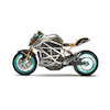 Thumbnail of Tinker Hatfield X SEE SEE Custom Electric SR/F Zero Motorcycle2020VIN No. 538ZFAZ71LCK1303accompanied by the original artwork for the seat by Drat Diestler, charging cable and stand image 1