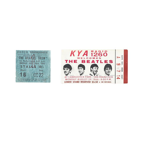 The Beatles: Two Ticket Stubs - U.S. & U.K., 1965 & 1966