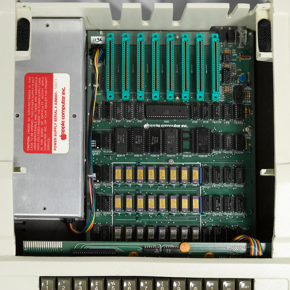 APPLE II, REV 0 Original Apple II Personal Computer, 1977, serial number 1134, with Disk II floppy disc drive