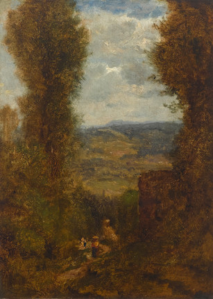 George Inness (1825-1894) Italy 13 1/8 x 9 1/2 in. (33.3 x 24.1 cm.) (Painted circa 1874.) image 1