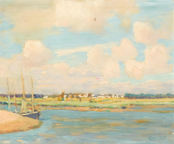 Alson Skinner Clark (1876-1949) French harbor scene 15 x 18in framed 25 x 23in