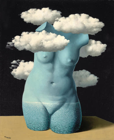 REN&#201; MAGRITTE (1898-1967) Torse nu dans les nuages 28 11/16 x 23 11/16 in (72.8 x 60.2 cm) (Painted circa 1937)