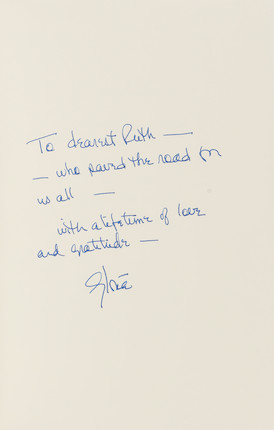 GLORIA STEINEM'S MEMOIR INSCRIBED TO RUTH BADER GINSBURG. STEINEM,  GLORIA. My Life on the Road. New York Random House, 2015. image 2