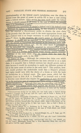 RUTH BADER GINSBURG'S ANNOTATED COPY OF THE 1957-58 HARVARD LAW REVIEW.  Harvard Law Review, Volume 71.  Cambridge, MA The Harvard Law Review Association, 1957, 1958. image 4