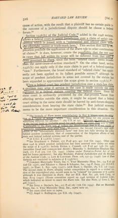 RUTH BADER GINSBURG'S ANNOTATED COPY OF THE 1957-58 HARVARD LAW REVIEW.  Harvard Law Review, Volume 71.  Cambridge, MA The Harvard Law Review Association, 1957, 1958. image 2
