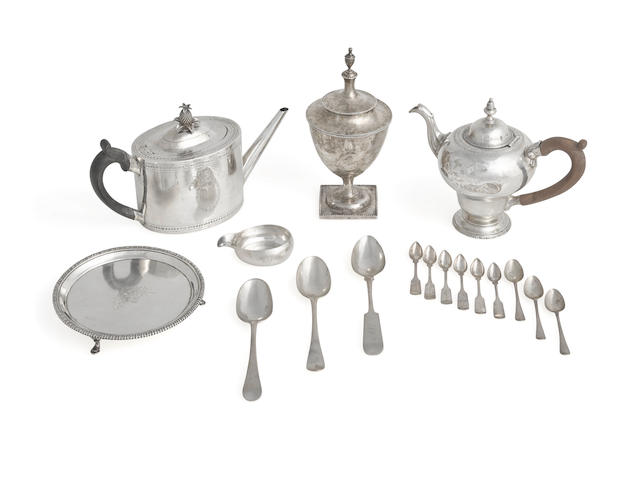 A GROUP OF AMERICAN COIN SILVER DINING ARTICLES by William W. Gilbert, New York, NY, late 18th century