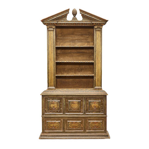 A NEOCLASSICAL STYLE PAINTED BOOKCASE CABINET