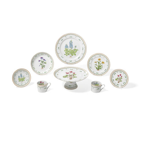 A GEORGE BRIARD PORCELAIN PART SERVICE IN THE VICTORIAN GARDENS PATTERN