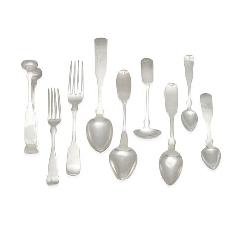 A GROUP OF AMERICAN COIN SILVER FLATWARE PIECES by various makers, 18th-19th centuries