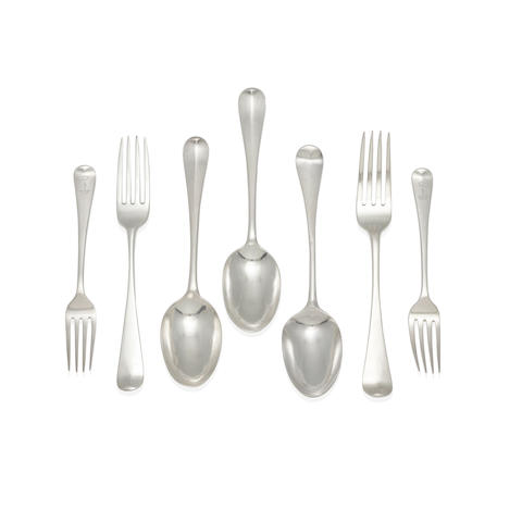 A GROUP OF GEORGIAN SILVER FLATWARE PIECES by various makers, London, late 18th-early 19th centuries