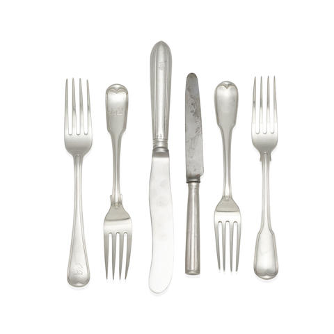 A GROUP OF GEORGIAN SILVER FORKS by William Eley & William Fearn, London, 1804-1819