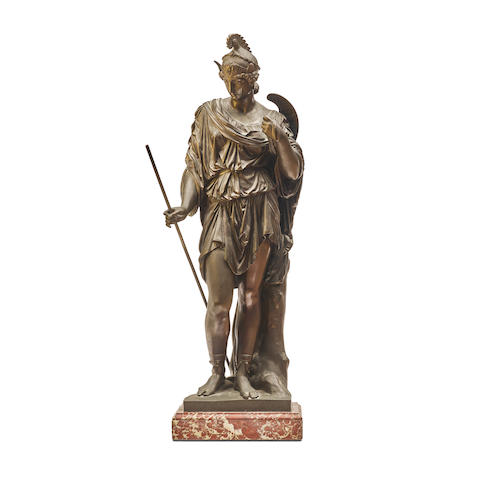 A LARGE PATINATED BRONZE FIGURE OF MERCURY19th century