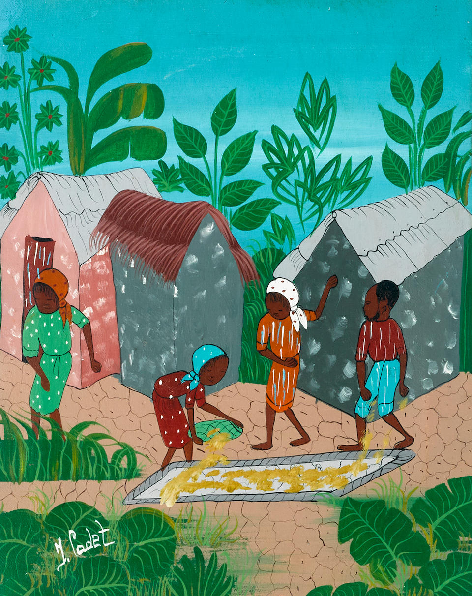 Various Artists Six Works: Haitian Village Scenes sizes to 10 x 14in