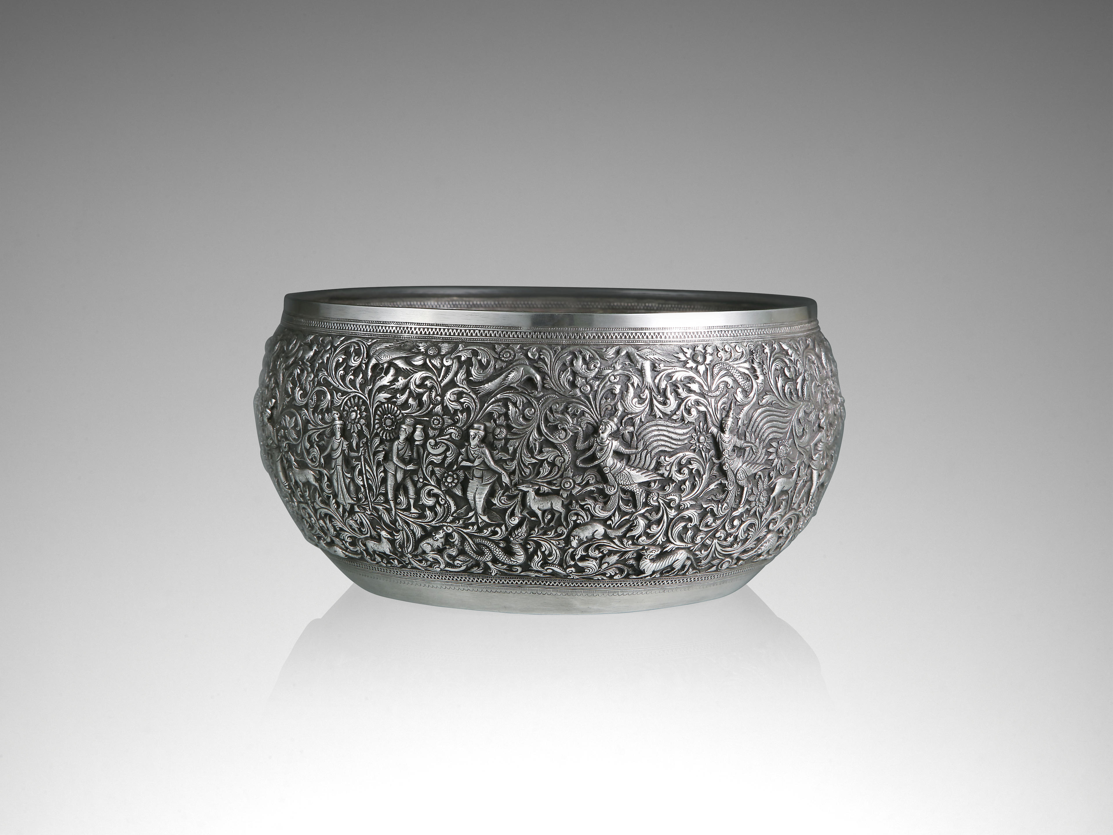 A SILVER OFFERING BOWL BURMA (MYANMAR), SHAN STATE, 1921