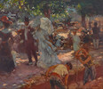Thumbnail of Gaston La Touche (French, 1854-1913) La promenade 18 1/2 x 21 3/4in (47.1 x 55.3cm) image 1