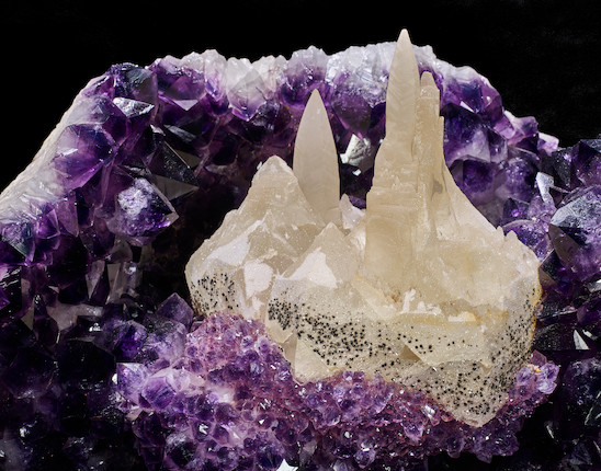 Museum-sized, Spectacular Calcite on Amethyst--The Cathedral image 4