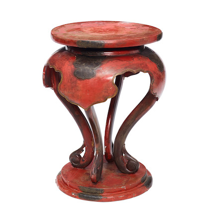 A RED LACQUER INCENSE STAND, KŌZUKUE Edo period (1615-1868) image 1