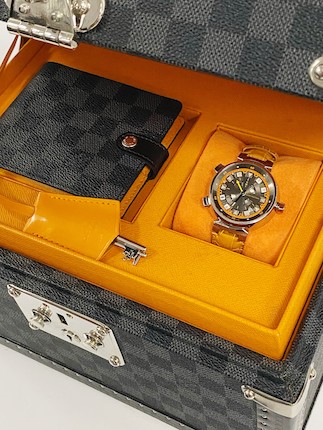LOUIS VUITTON ONLY WATCH 2009. A UNIQUE 18K WHITE GOLD AUTOMATIC GMT WRISTWATCH Only Watch, c.2009 image 3