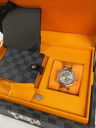 LOUIS VUITTON ONLY WATCH 2009. A UNIQUE 18K WHITE GOLD AUTOMATIC GMT WRISTWATCH Only Watch, c.2009 image 2