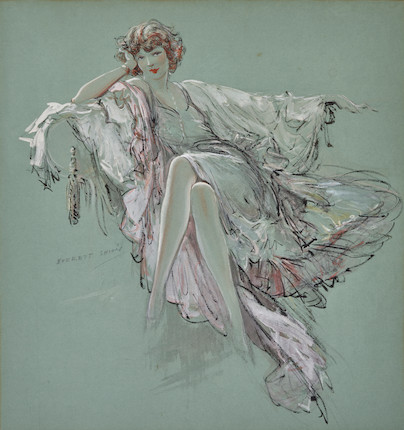 Everett Shinn (1876-1953) Portrait of a Lady 19 1/4 x 18 in. (48.9 x 45.7 cm.) image 1