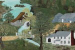 Thumbnail of Grandma Moses (1860-1961) Beyond the Lake 17 7/8 x 23 7/8 in. (45.3 x 60.7 cm) framed (under glass) 22 1/2 x 28 1/2 x 1 1/2 in. image 3