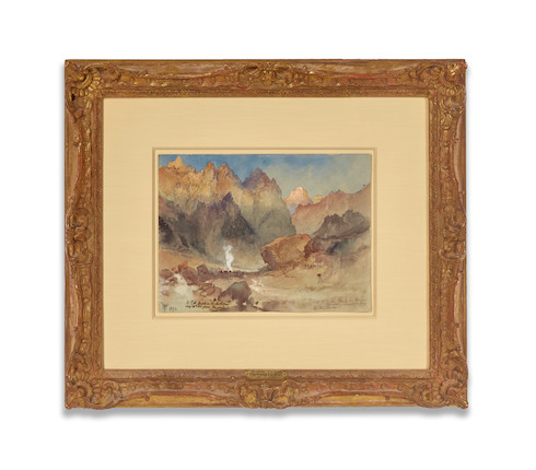 Thomas Moran (1837-1926) Hance's Canyon paper 9 1/2 x 12 1/2 in. framed 21 x 24 in. image 3