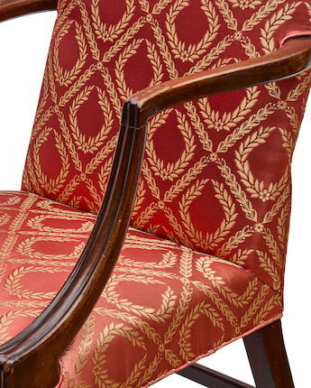 A FEDERAL MAHOGANY UPHOLSTERED LOLLING CHAIREastern Massachusetts, possibly Boston or Salem, circa 1790 image 2