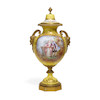 Thumbnail of A SÈVRES STYLE GILT BRONZE MOUNTED YELLOW GROUND PORCELAIN COVERED URNLate 19th/early 20th century image 1