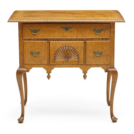 A QUEEN ANNE STYLE TIGER MAPLE DRESSING TABLEComprised of antique elements image 1