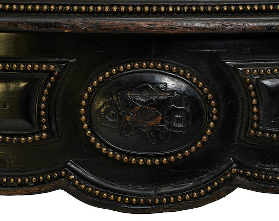 A PAIR OF NAPOLEON III STYLE BRASS MOUNTED EBONIZED CONSOLES image 2