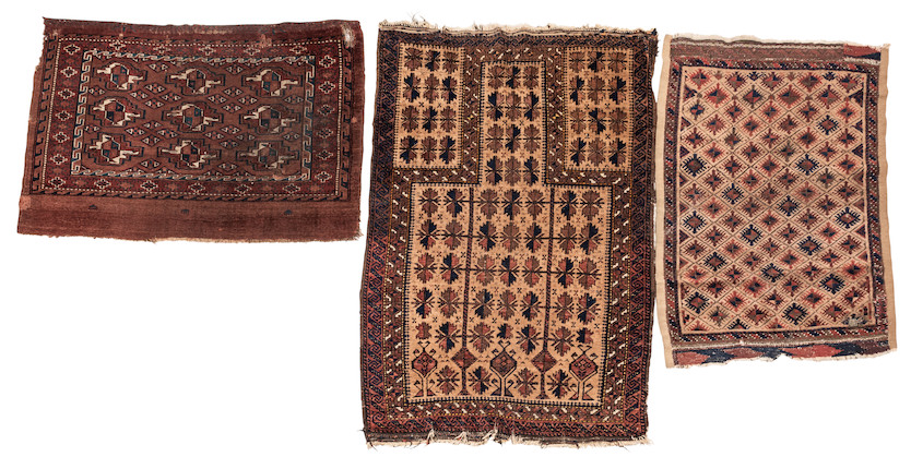 Two Baluch Rugs and a Yomud Chuval Iran and Turkestan Various sizes image 1