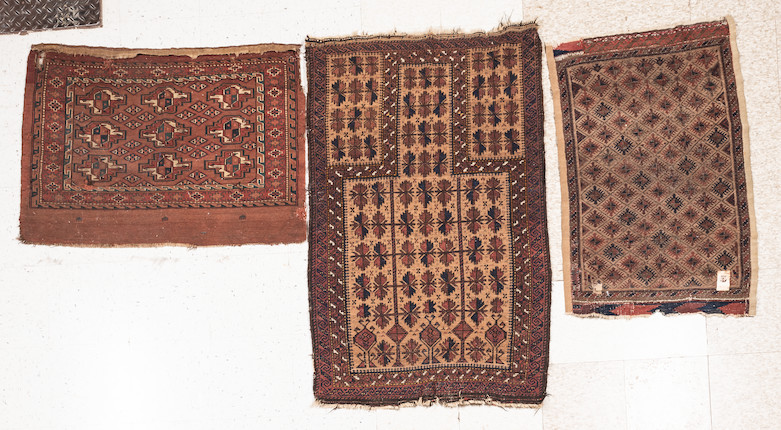 Two Baluch Rugs and a Yomud Chuval Iran and Turkestan Various sizes image 2