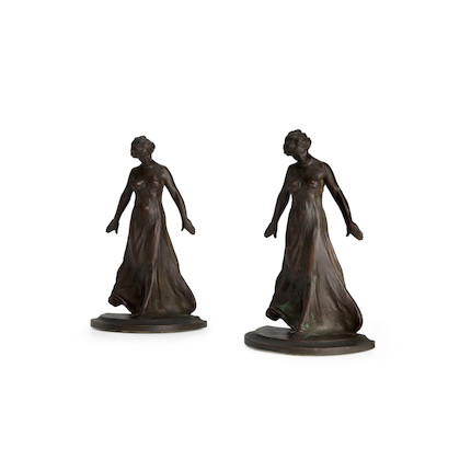 Harriet Whitney Frishmuth (1880-1980) Greek Dancers (Second Version) 8 7/8 in. (22.5 cm.) high, each (Modeled and cast in 1911.) image 4