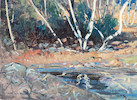 Thumbnail of Frederick Mortimer Lamb (American, 1861-1936) Birches Near a Forest Pool signed '.F.M.LAMB' (lower left) 18 x 22 in. (46.0 x 55.5 cm)  (unframed) image 2