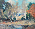 Thumbnail of Frederick Mortimer Lamb (American, 1861-1936) Birches Near a Forest Pool signed '.F.M.LAMB' (lower left) 18 x 22 in. (46.0 x 55.5 cm)  (unframed) image 1