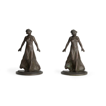 Harriet Whitney Frishmuth (1880-1980) Greek Dancers (Second Version) 8 7/8 in. (22.5 cm.) high, each (Modeled and cast in 1911.) image 1