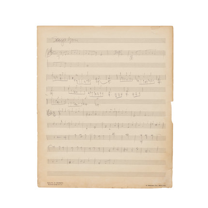 GERSHWIN WORKING MUSICAL MANUSCRIPT PAGE FROM OF THEE I SING. GERSHWIN, GEORGE. 1898-1937. Autograph Musical Manuscript titled Says You, 1 p, folio (330 x 268 mm), n.p., c.1931, image 2