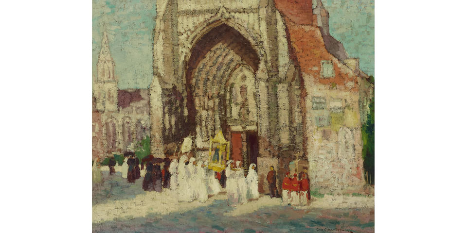 George Elmer Browne (1871-1946) Cathedral 21 1/2 x 25 1/2 in. framed 27 x 32 in.