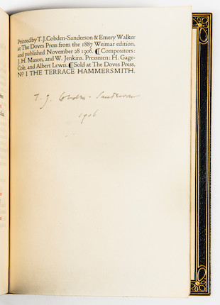 Goethe, Johann Wolfgang von (1749-1832) Faust Eine Tragodie von Goethe, Hammersmith Printed by T.J. Cobden-Sanderson & Emery Walker at the Doves Press, 1906-1910 image 4