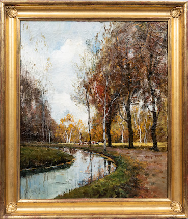 Anthony Thieme (American, 1888-1954) Autumn Scene with Cows by the Banks of a Stream 30 x 24 in. (76.5 x 63.5 cm) (framed 36 x 31 in.) image 2