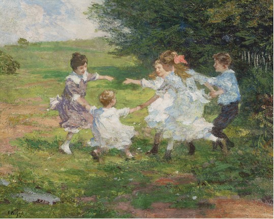 Edward Henry Potthast (American, 1857-1927) Ring Around the Rosie 24 x 30 in. (61.0 x 76.2 cm) framed 34 x 40 x 1 1/2 in. image 1